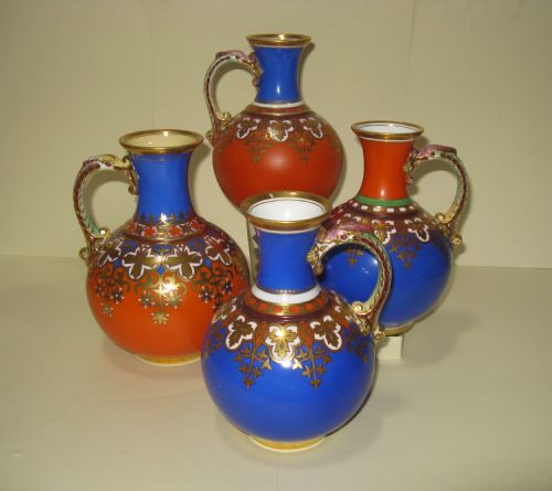 Four English Samuel Alcock China Jugs C1860