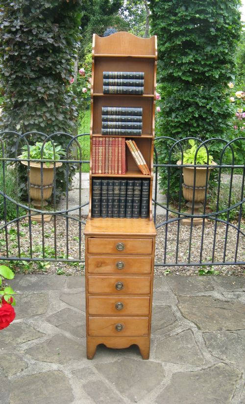 Regency Pine Waterfall Bookcase of Slim Proportions