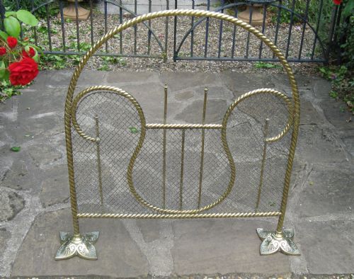 Victorian Brass Lyre Design Fire Guard C1860