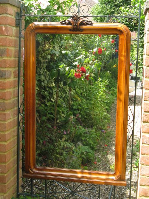 Victorian Walnut Long Portrait Mirror C1860