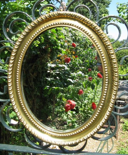 Victorian Pressed Brass Oval Mirror C1860
