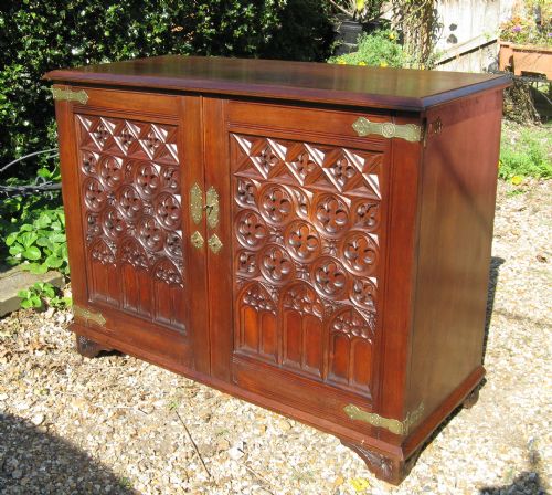 Victorian Gothic Revival Walnut Cabinet C1880