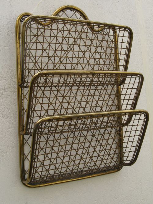 Late 19th Century Brass Three Tier Wirework Letter Rack