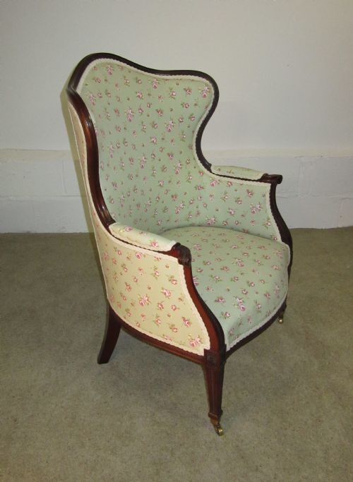 Edwardian Carved Mahogany Wing Chair Circa 1910
