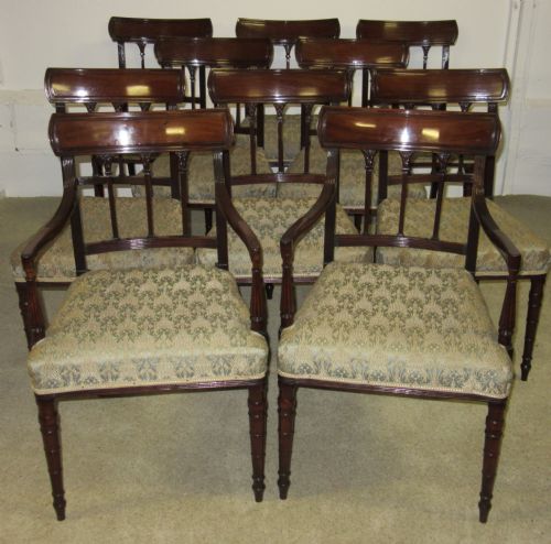 Fine Set of Ten (8+2) Georgian Mahogany Dining Chairs Circa 1820