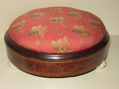 Victorian Inlaid Walnut Foot Stool C1870