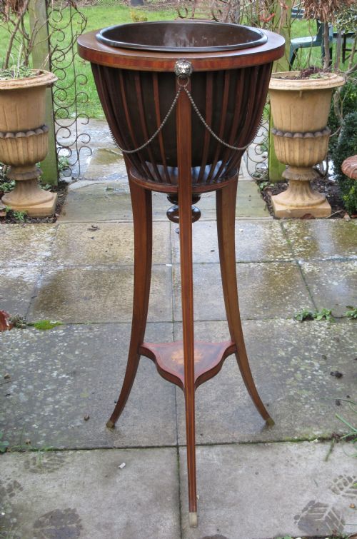 Edwardian Inlaid Mahogany Jardiniere or Plant Stand