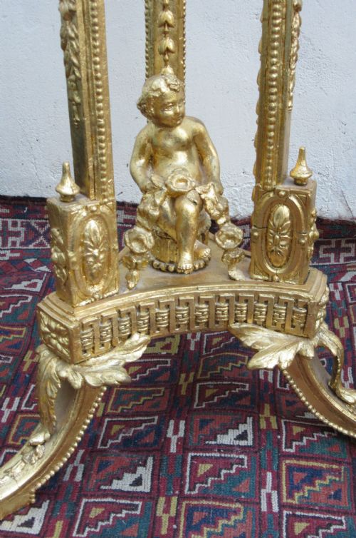 fig 1. NEAR PAIR OF VICTORIAN GILT & MARBLE TORCHERES c1890