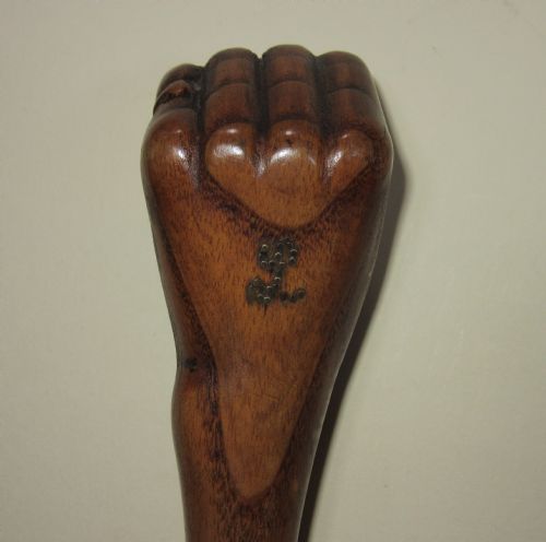 Antique Folk Art Clasped Hand Walking Stick C1900