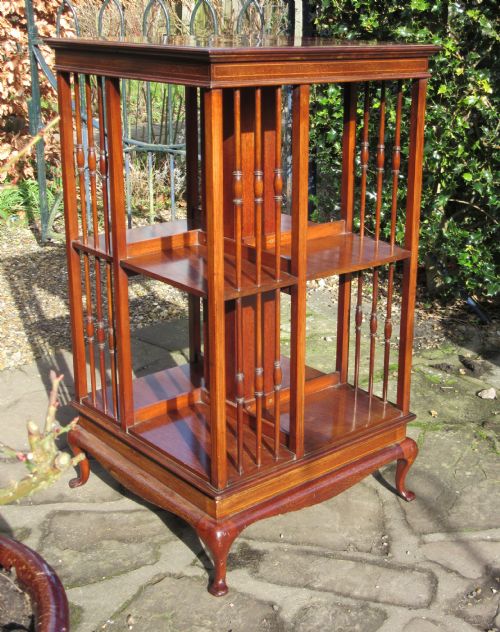 Fine Edwardian Inlaid Mahogany Revolving Bookcase C1910