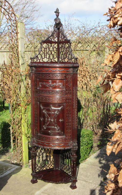 Edwardian Chinese Chippendale Mahogany Corner Cabinet C1910