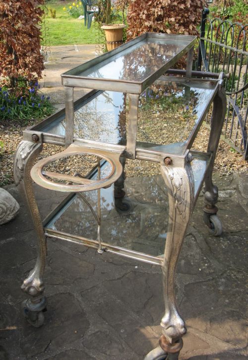 fig 1. SPLENDID THREE TIER CAST METAL DESSERT CART c1920