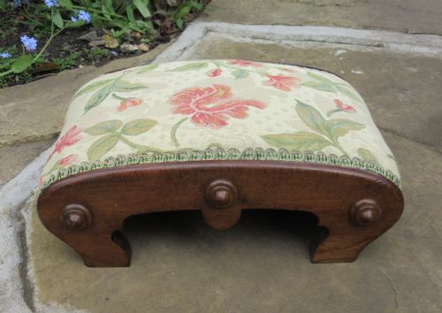 Pretty Victorian Walnut Footstool Circa 1860
