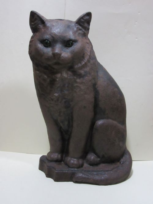 Unusual Edwardian Cast Iron Cat with Glass Eyes C1910