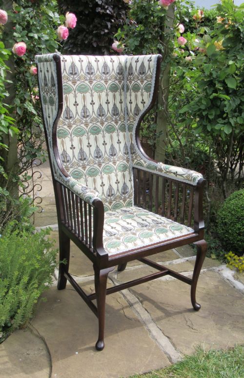 Artistic Liberty Style Mahogany Wing Chair Circa 1900