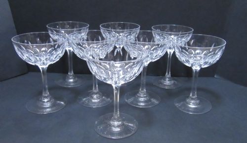 Set of Eight Edwardian Cut Glass Champagne Saucers
