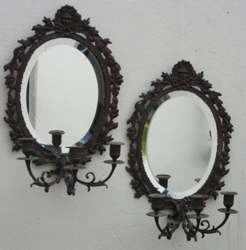 Pair of Victorian Cast Metal Girandoles Circa 1880