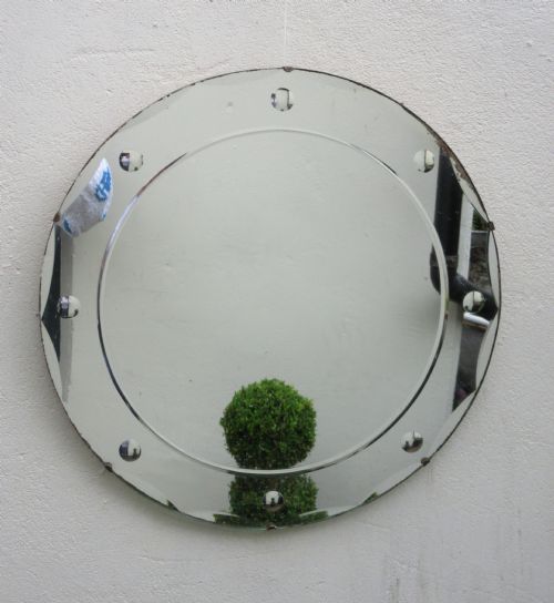 Art Deco Facet Cut Circular Wall Mirror C1920