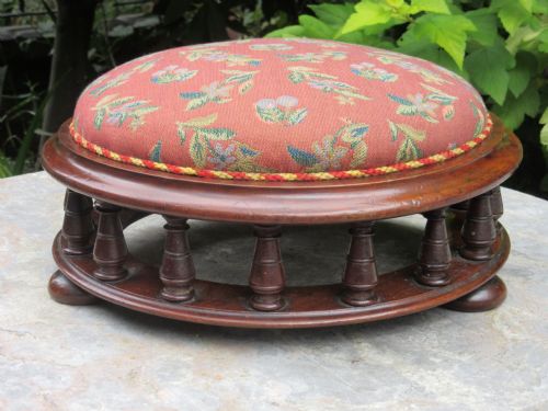 Fine Antique Walnut Circular Footstool C1890