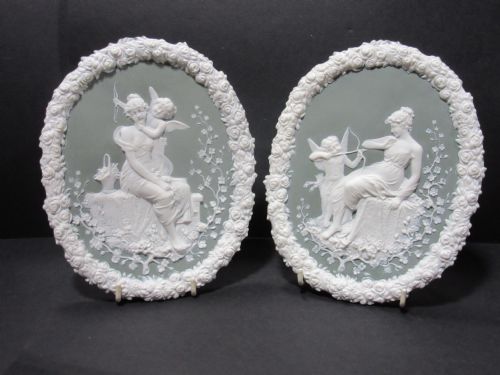 Pair of Continental Porcelain Wall Plaques C1890