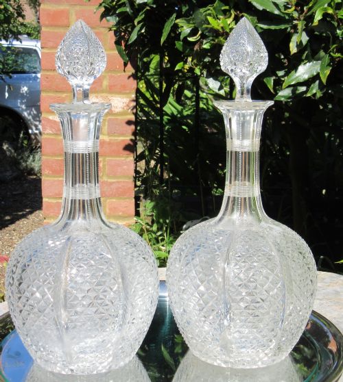 Pair of Victorian Cut Glass Decanters C1880