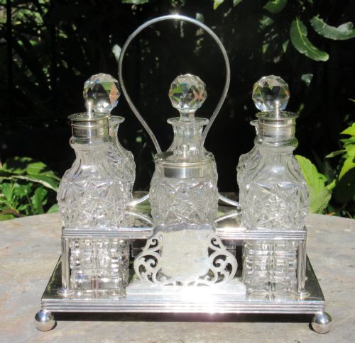 English Silver Plated Six Bottle Cruet C1890