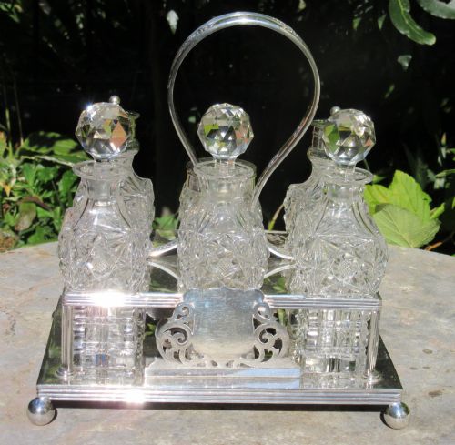 fig 1. ENGLISH SILVER PLATED SIX BOTTLE CRUET c1890