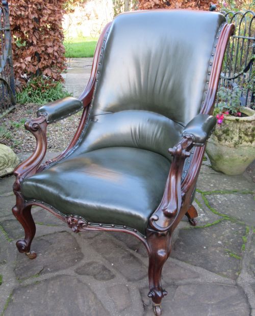 Fine Mahogany Leather Armchair C1860
