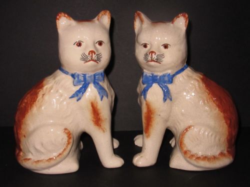 Pair of Staffordshire Pottery Cats C1920