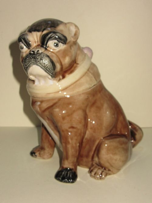 Victorian Majolica Pug Dog C1880