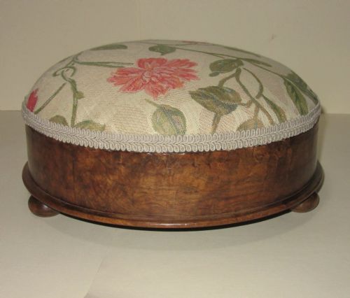 Victorian Burr Walnut Circular Footstool C1870