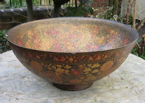 Large Papier Mache Kashmir Bowl Circa 1880