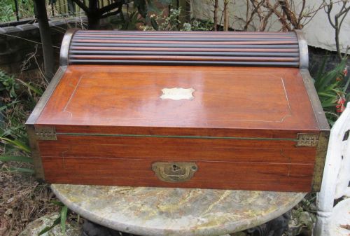 fig 1. BRASS BOUND CAMPHORWOOD CAMPAIGN WRITING SLOPE c1850