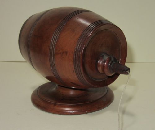 Turned Boxwood Barrel String Box C1860