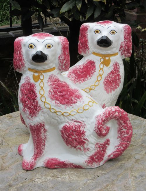Fine Pair of Large Antique Staffordshire Dogs