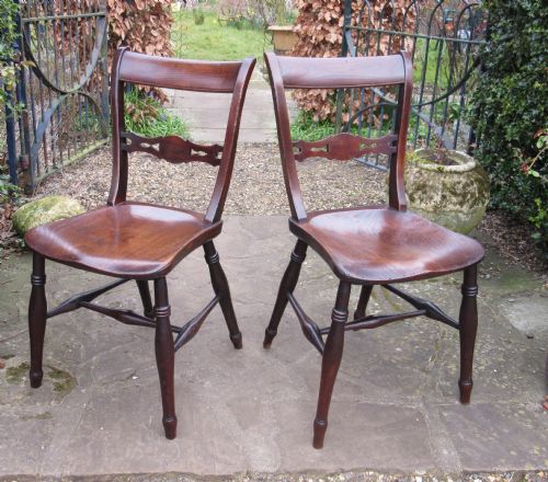 Pair of Stamped English Country Elm Chairs C1860