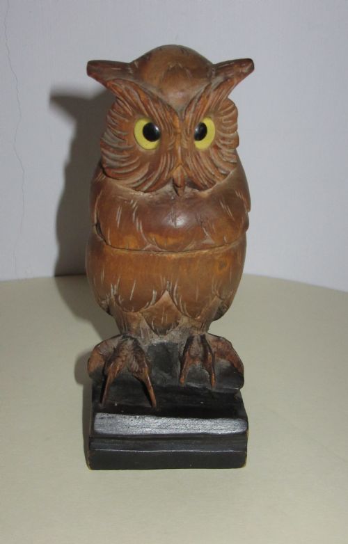 Black Forest Carved Owl Inkwell C1900