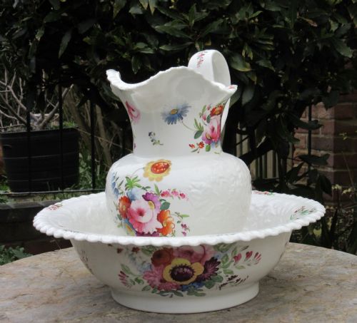 fig 1. HANDPAINTED PORCELAIN WASH JUG & BOWL circa 1840