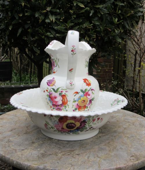 fig 2. HANDPAINTED PORCELAIN WASH JUG & BOWL circa 1840