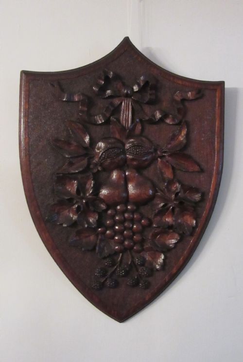 Victorian Carved Oak Shield C1900
