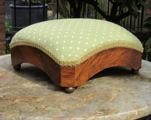 Victorian Walnut Domed Footstool