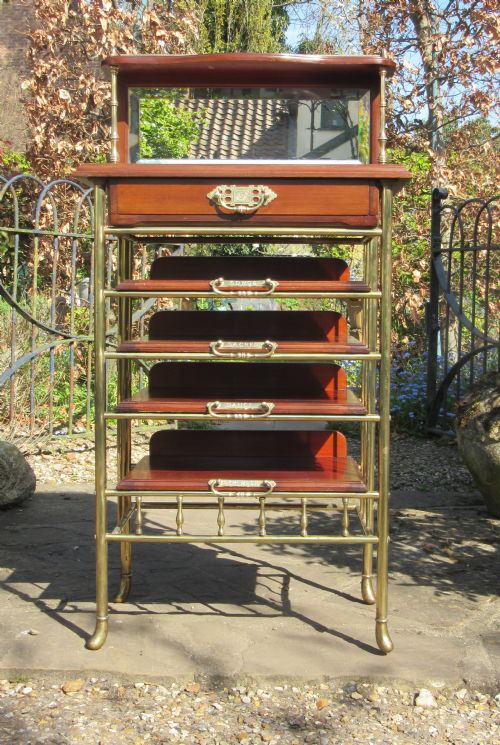fig 1. FINE MAHOGANY & BRASS MUSIC CABINET S. HALL & SONS 1888