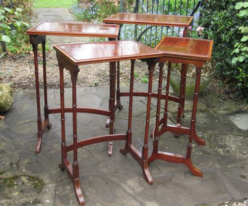 Fine Inlaid Mahogany Quartetto Nest of Tables C1910