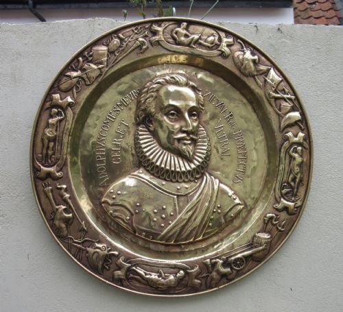Large Pressed Brass Comte De Meurs Wall Plaque C1910