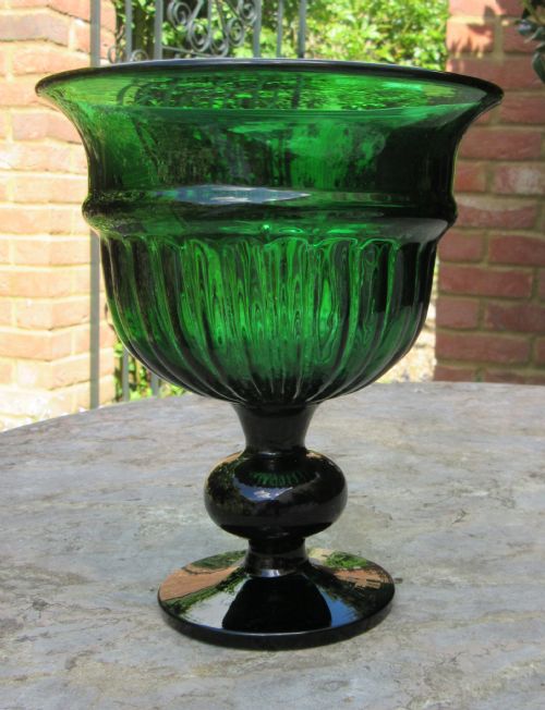 Victorian Green Glass Pedestal Vase