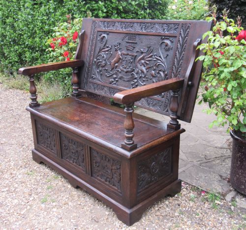 Fine Solid Oak Monk's Bench Hall Seat