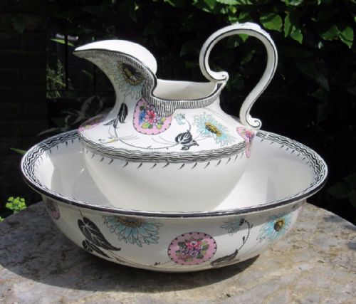 English Art Nouveau Jug & Wash Bowl  C1910