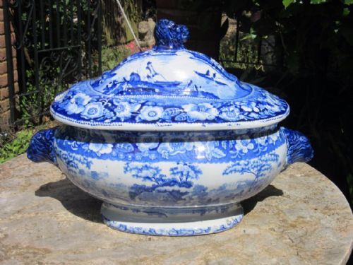 Staffordshire Blue & White Pottery Tureen and Cover C1840