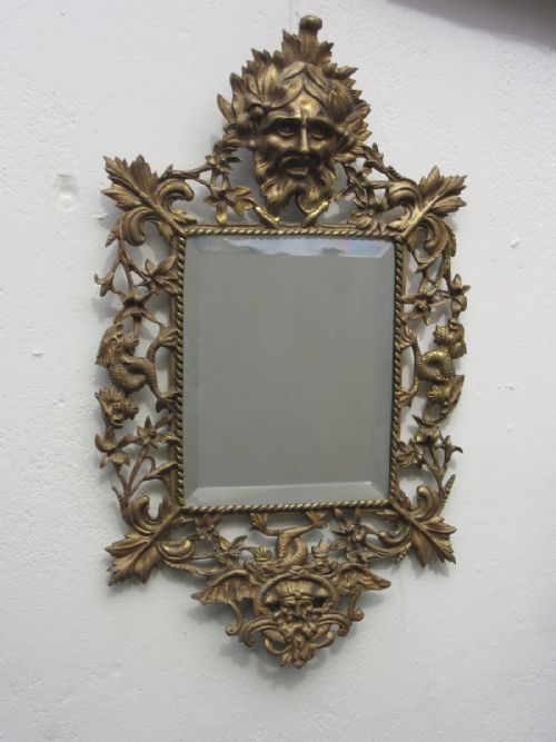 Victorian Ormolu Mirror with Masks & Dolphins