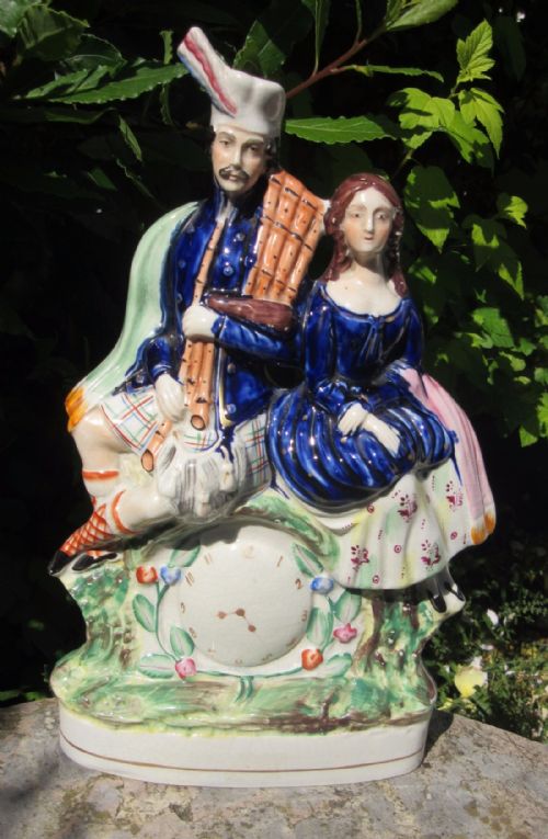Victorian Staffordshire Scottish Highland Clock Group C1860
